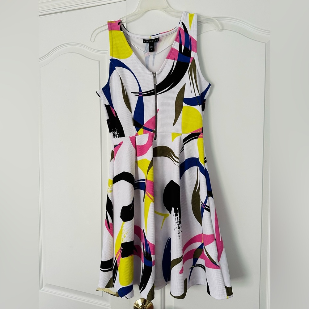 Attention Fit and Flare Graphic Print Dress